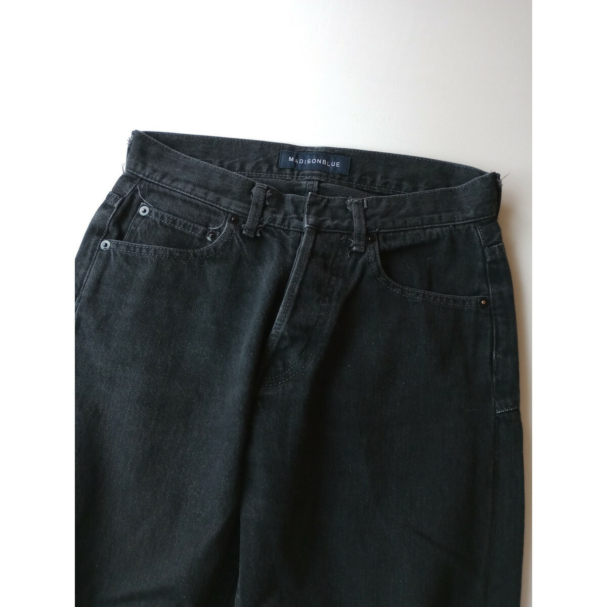 MADISONBLUE マディソンブルー SERUBITCHI JACQUARD STRAIGHT DENIM セルビッチデニムパンツ 黒 ブラック 00 XS【中古】