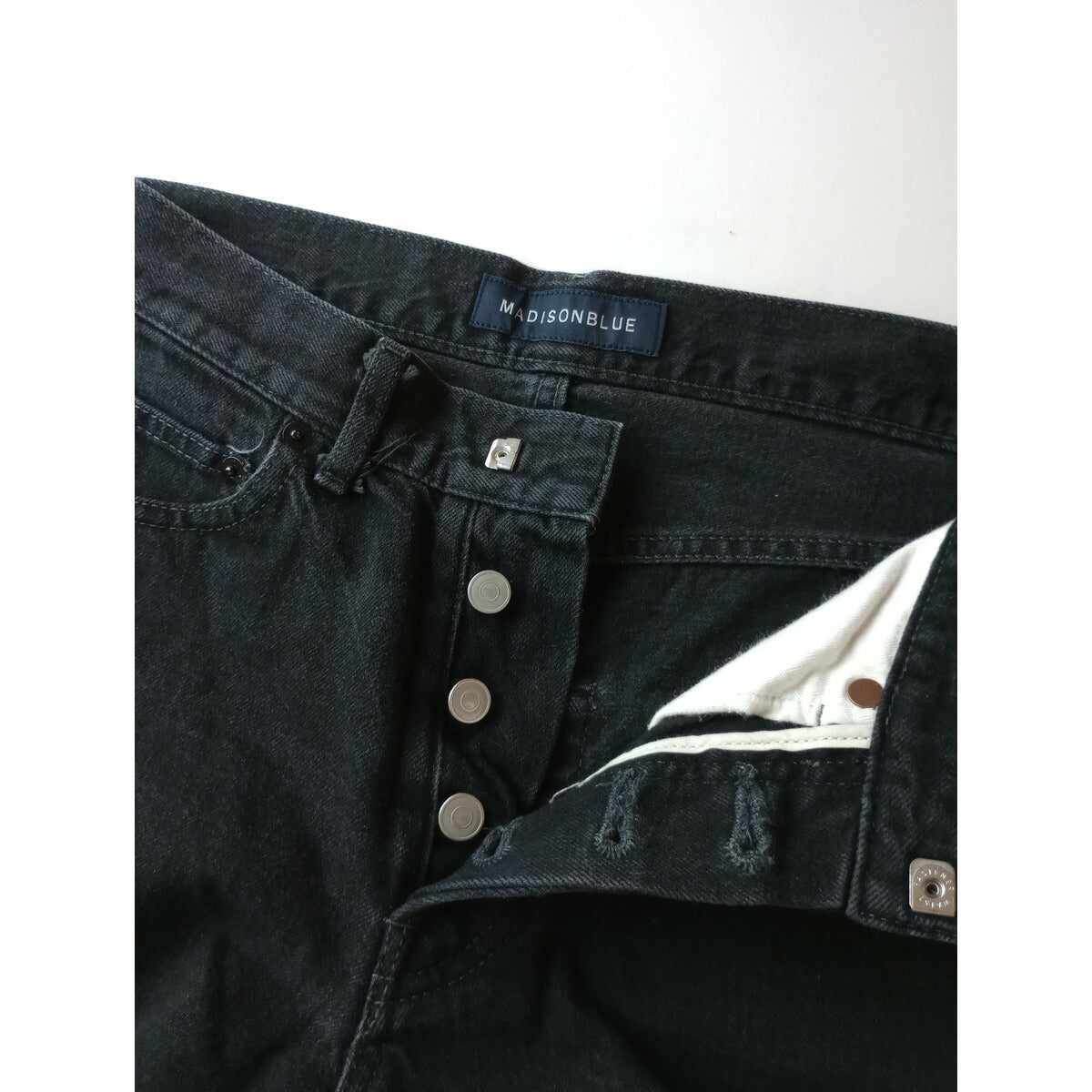 MADISONBLUE マディソンブルー SERUBITCHI JACQUARD STRAIGHT DENIM セルビッチデニムパンツ 黒 ブラック 00 XS【中古】