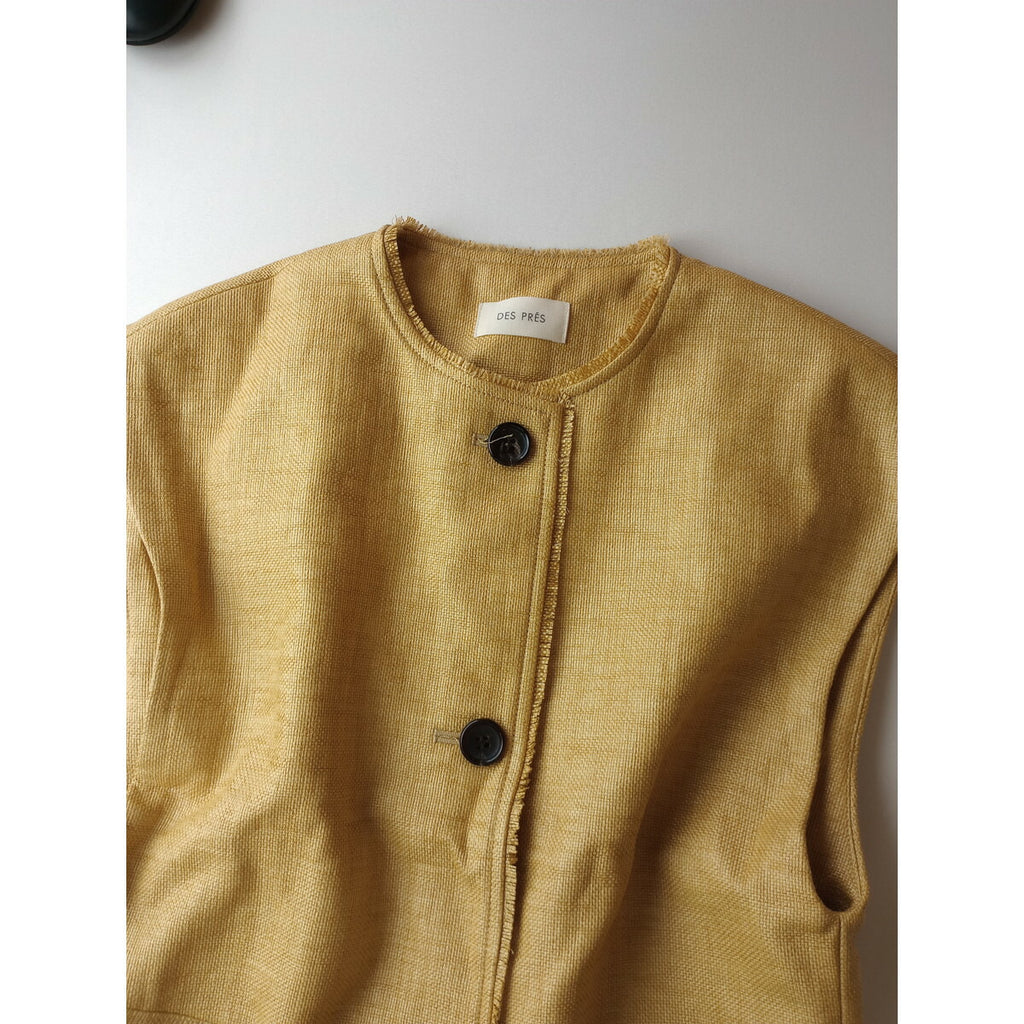 24SS DES PRES デプレ ナイロン コットン ラフィア クルーネック ジレ ベスト【中古】