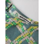 mina perhonen ミナペルホネン flower gate リネン レーヨン フレンチスリーブ ドレス ロング ワンピース グレー 38【中古】