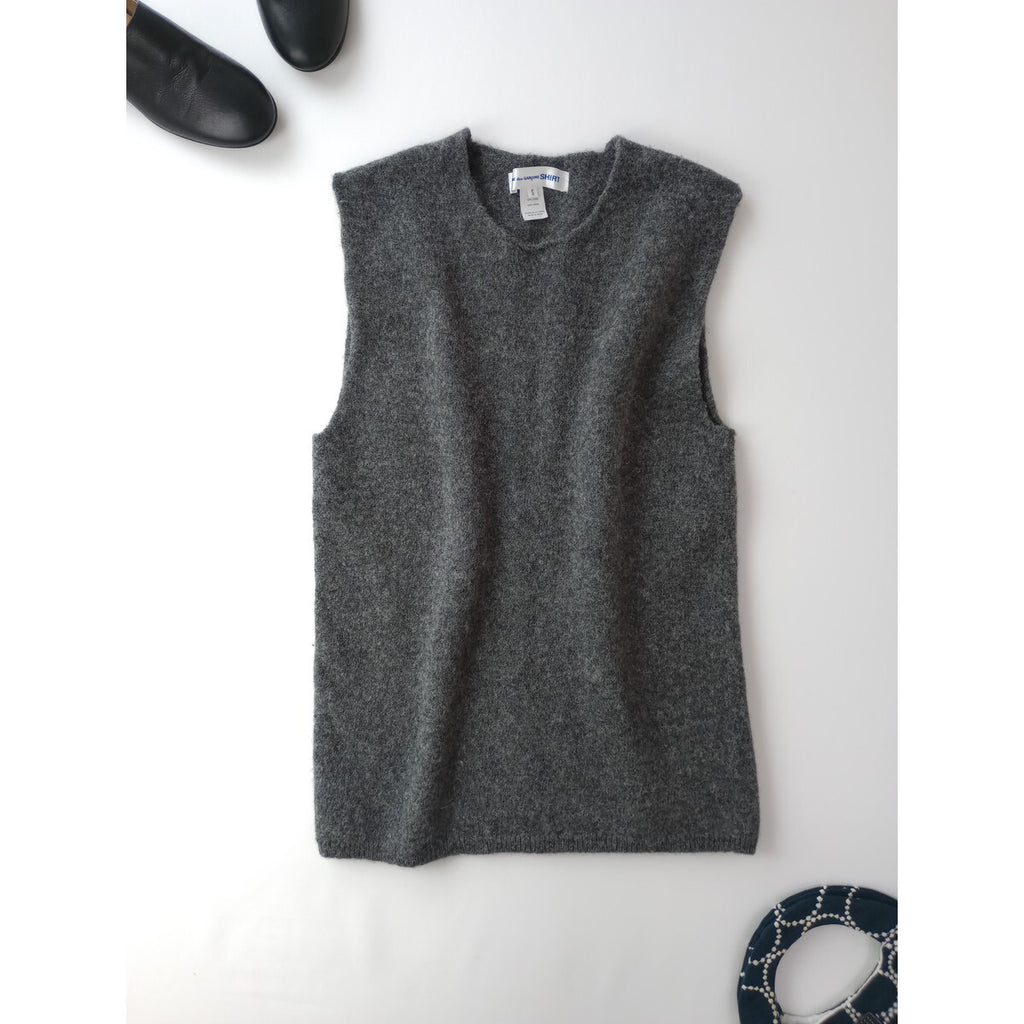 COMME des GARCONS SHIRT コムデギャルソン シャツ fully fashioned knit gauge 7 milled ウール ニット ベスト グレーS (21M＋1733)【中古】