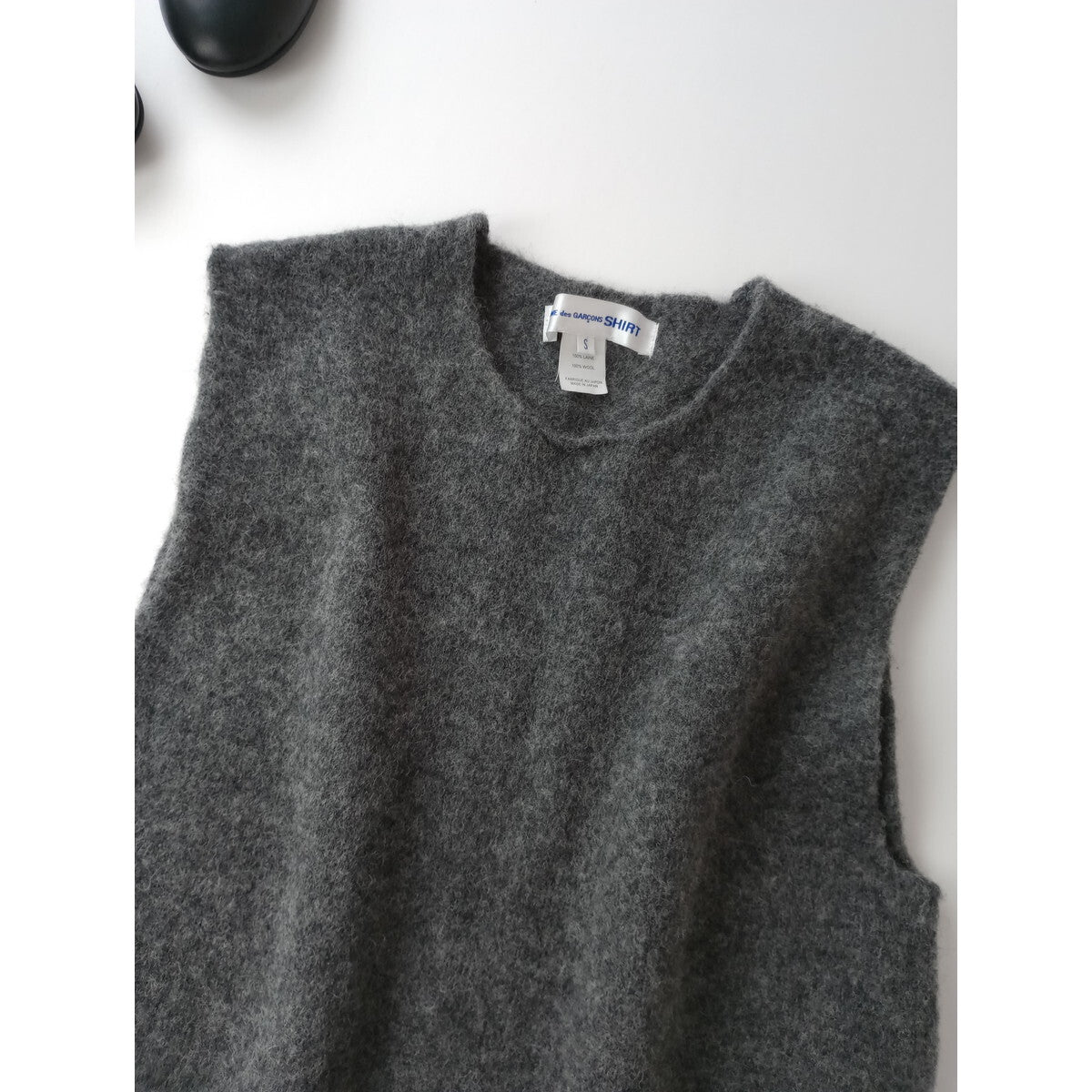 COMME des GARCONS SHIRT コムデギャルソン シャツ fully fashioned knit gauge 7 milled ウール ニット ベスト グレーS (21M＋1733)【中古】