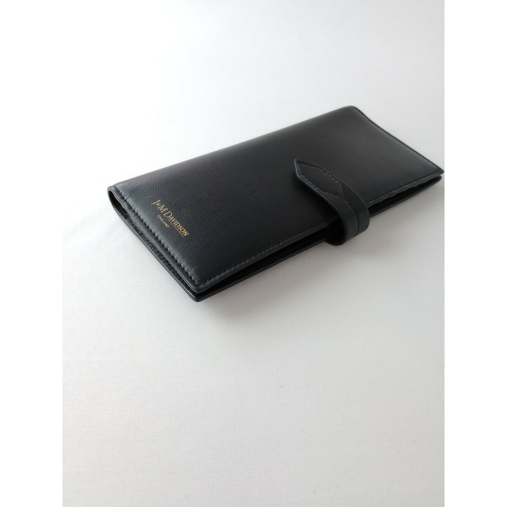 J&MDAVIDSONジェイアンドエムデヴィッドソンLOSANGE LONGFOLDWALLET ロサンジロングフォルドウォレット 二つ折り財布 長財布黒 ブラック【中古】