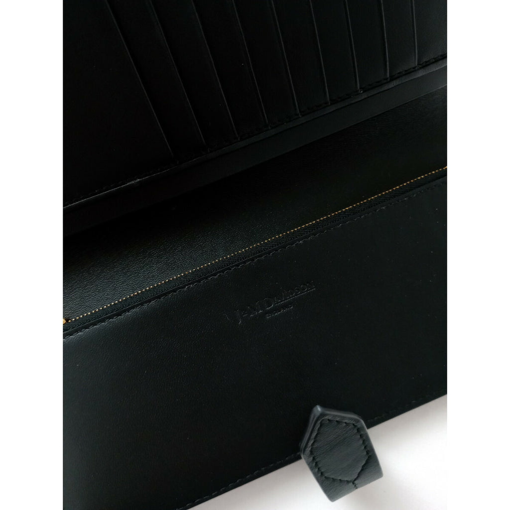 J&MDAVIDSONジェイアンドエムデヴィッドソンLOSANGE LONGFOLDWALLET ロサンジロングフォルドウォレット 二つ折り財布 長財布黒 ブラック【中古】