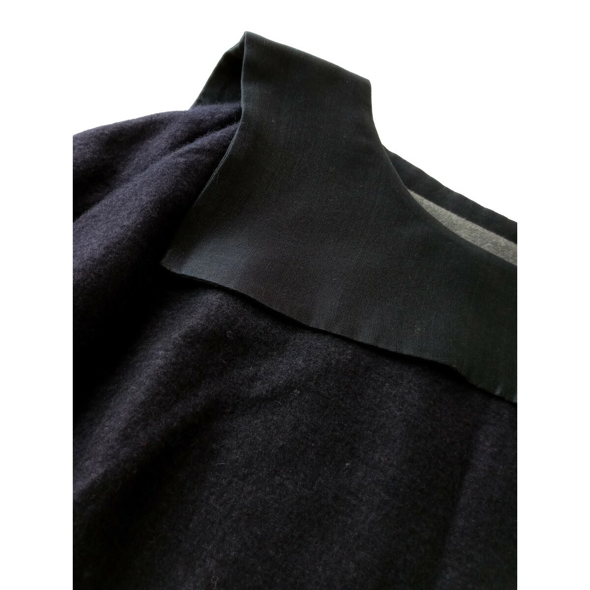 TOUJOURS トゥジューセーラーカラー カシミヤ シルク リネン ロングワンピース ネイビー F【中古】
