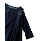 TOUJOURS トゥジューセーラーカラー カシミヤ シルク リネン ロングワンピース ネイビー F【中古】