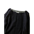 TOUJOURS トゥジューセーラーカラー カシミヤ シルク リネン ロングワンピース ネイビー F【中古】