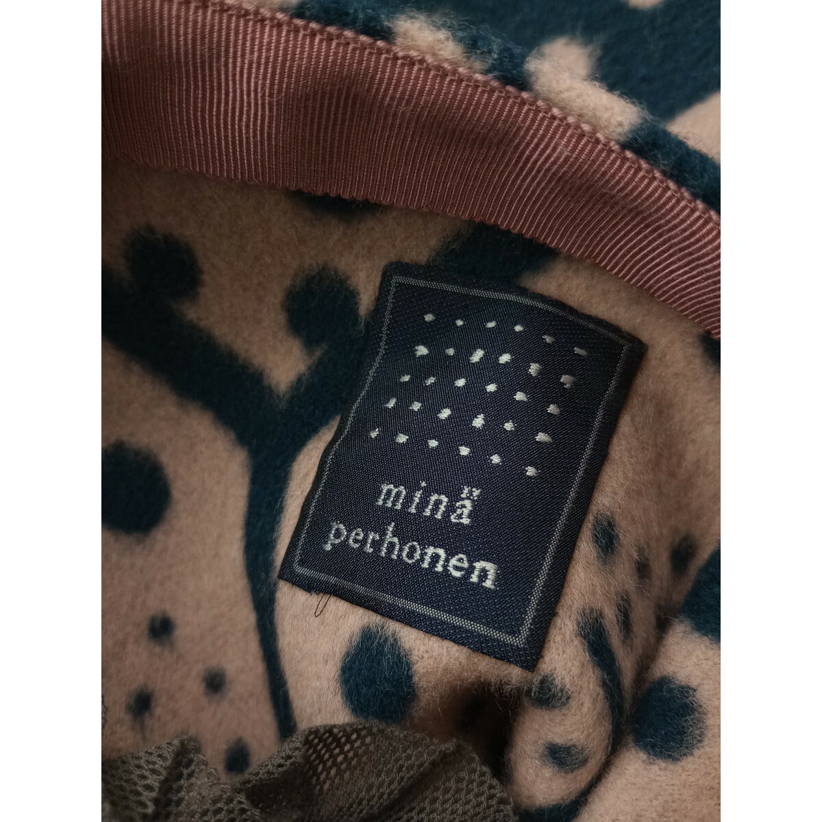 mina perhonen ミナペルホネンfrutta スカート ポンチョ ブランケット ネイビー ベージュ 36【中古】