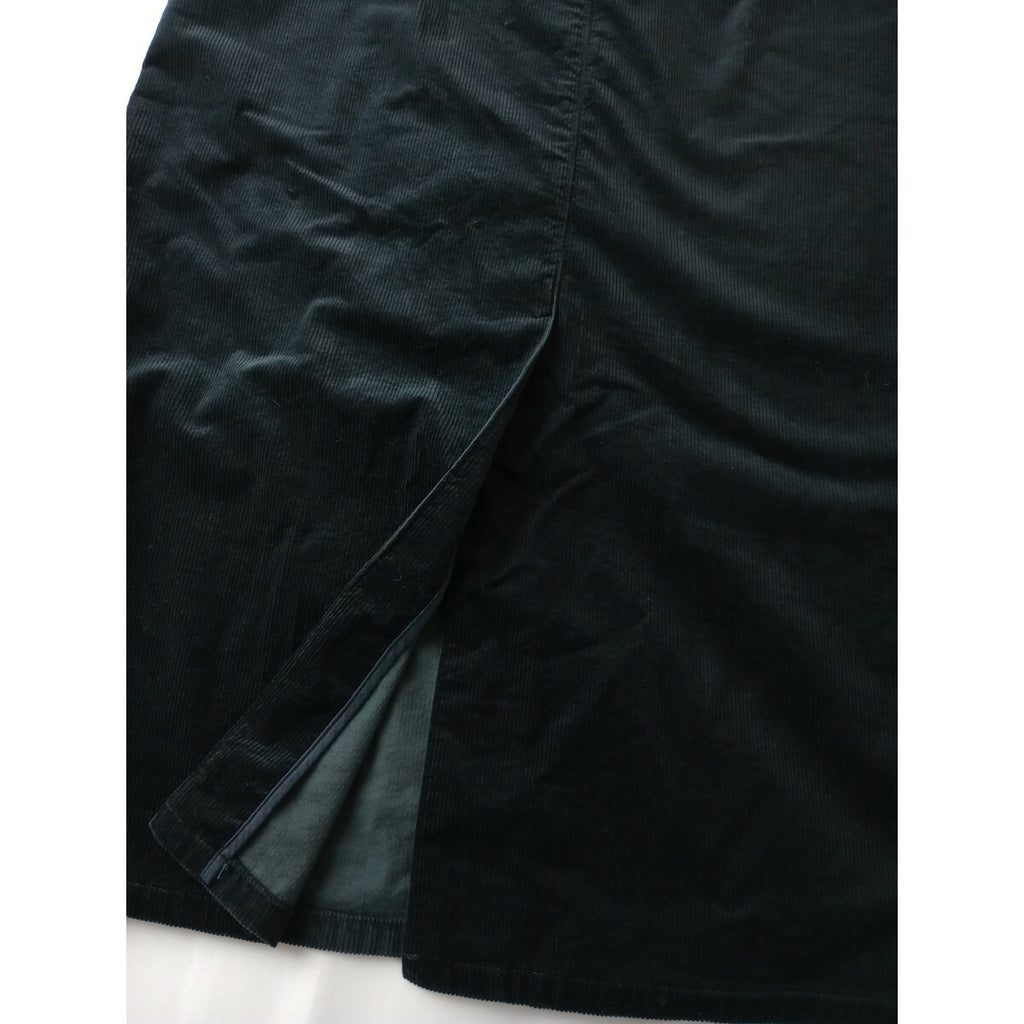 22AW GALERIE VIE ギャルリーヴィー ストレッチ コットン 綿 コーデュロイ Aライン ロング スカート 黒 ブラック 34 (16M＋2595)【中古】