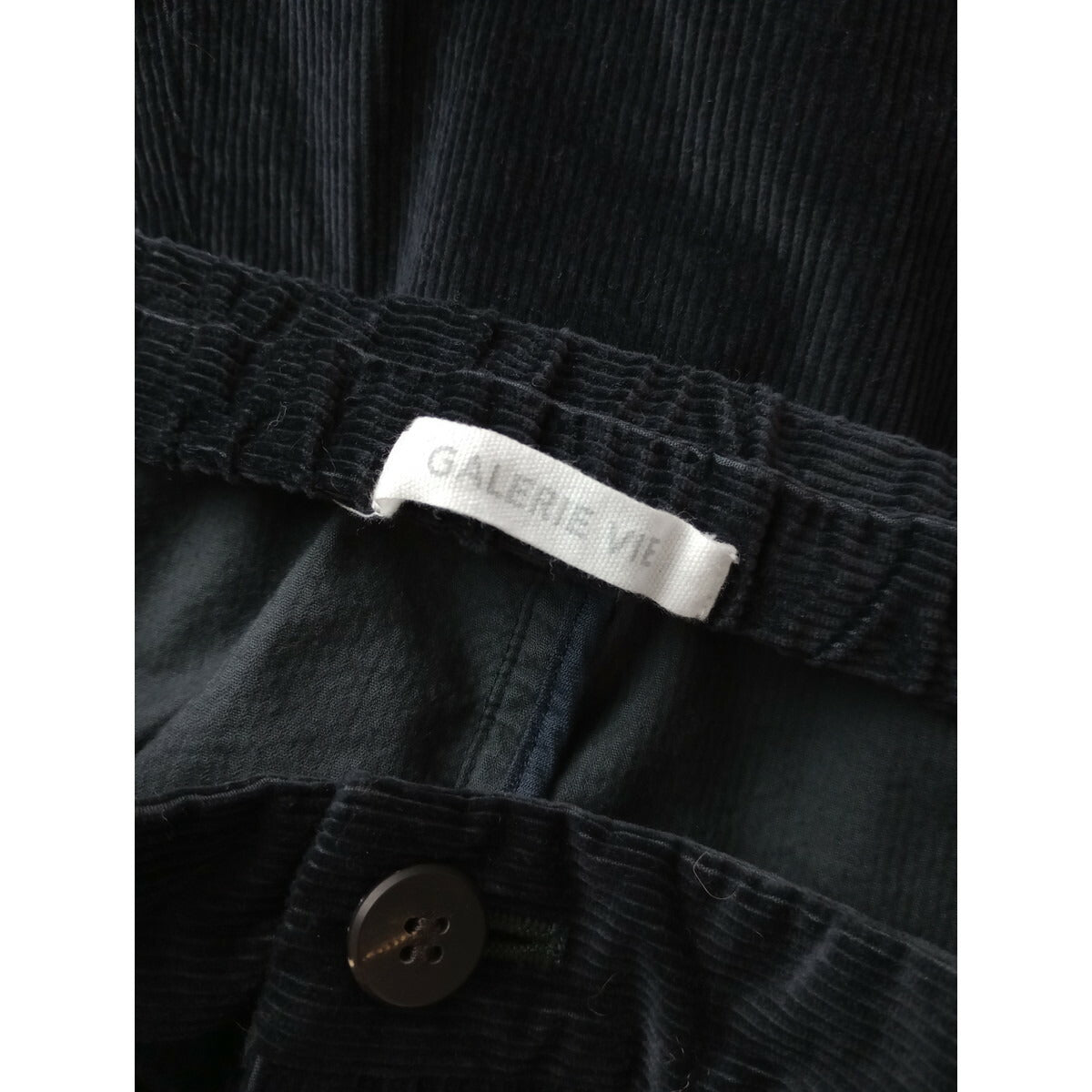 22AW GALERIE VIE ギャルリーヴィー ストレッチ コットン 綿 コーデュロイ Aライン ロング スカート 黒 ブラック 34 (16M＋2595)【中古】