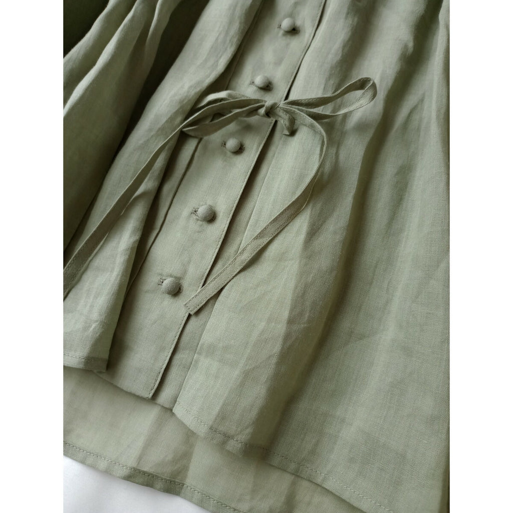 susuri ススリ リネン 麻 ザフール ブラウス トップス カーキ 1【中古】