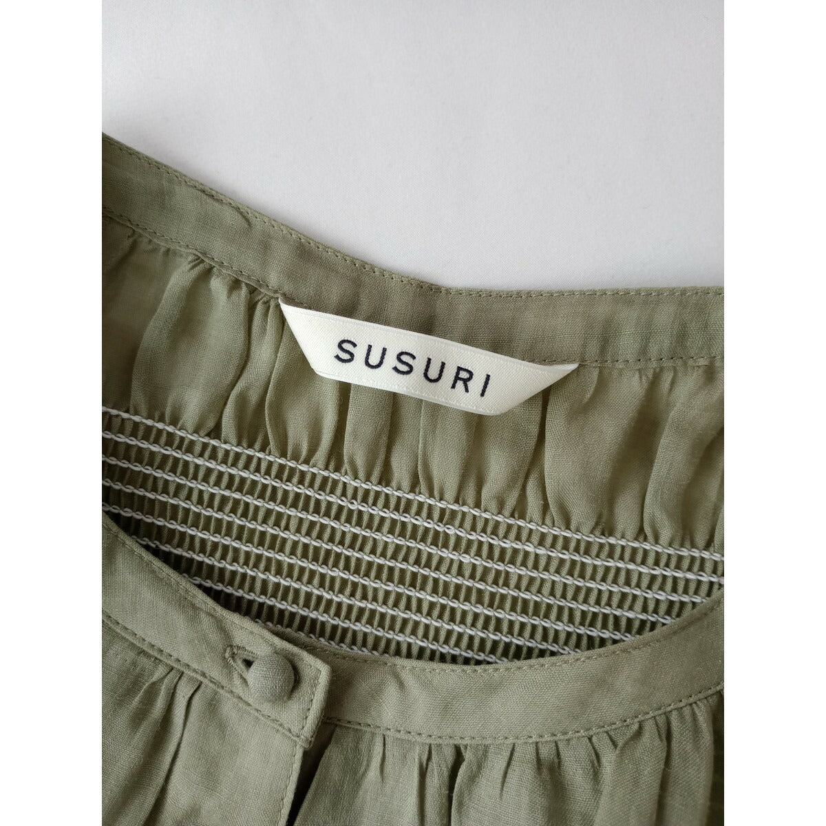 susuri ススリ リネン 麻 ザフール ブラウス トップス カーキ 1【中古】
