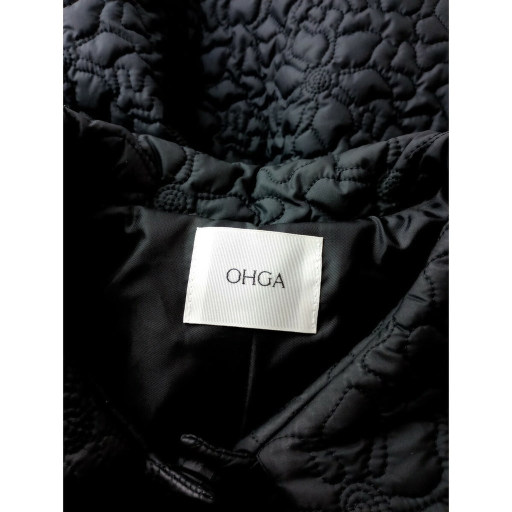 OHGA オーガ フラワー キルト ショート コート 黒 ブラック S (25M＋0806)【中古】