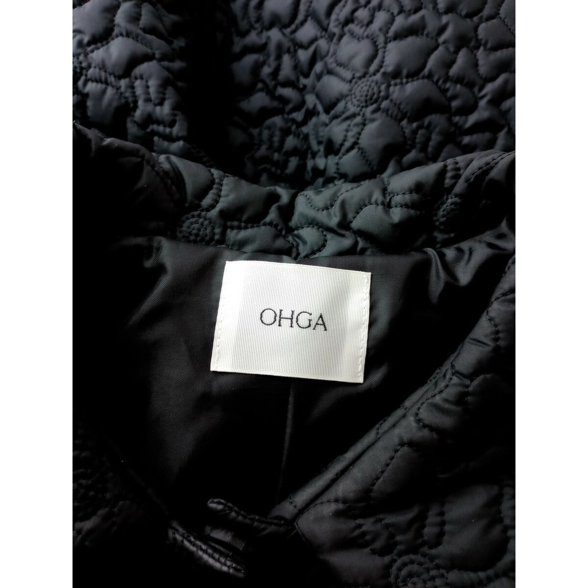 OHGA オーガ フラワー キルト ショート コート 黒 ブラック S (25M＋0806)【中古】