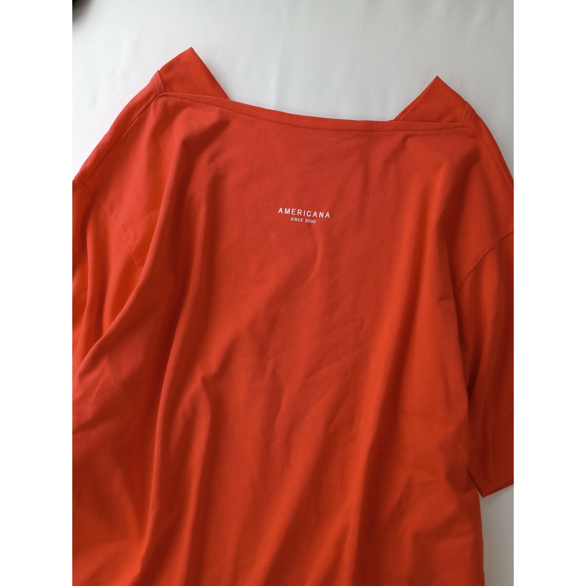 Americana アメリカーナ コットン100％ ロゴ Tシャツ カットソー トップス リビング コーラル【中古】