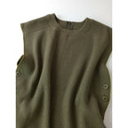 21AW BEAMS BOY ビームスボーイ 前後2WAY カーディガン ニット ベスト ワイド リブ パンツ カーキ セットアップ 1【中古】