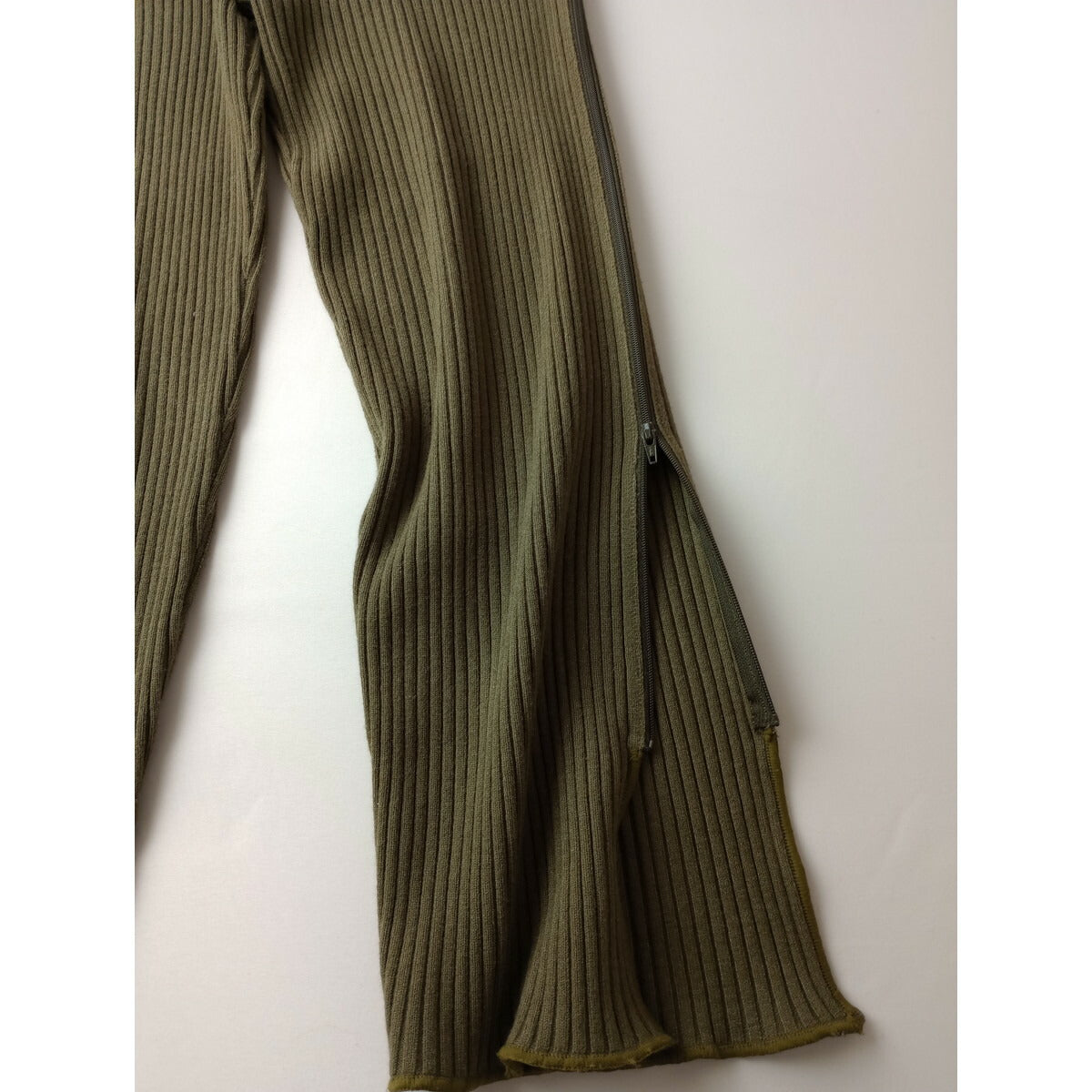 21AW BEAMS BOY ビームスボーイ 前後2WAY カーディガン ニット ベスト ワイド リブ パンツ カーキ セットアップ 1【中古】
