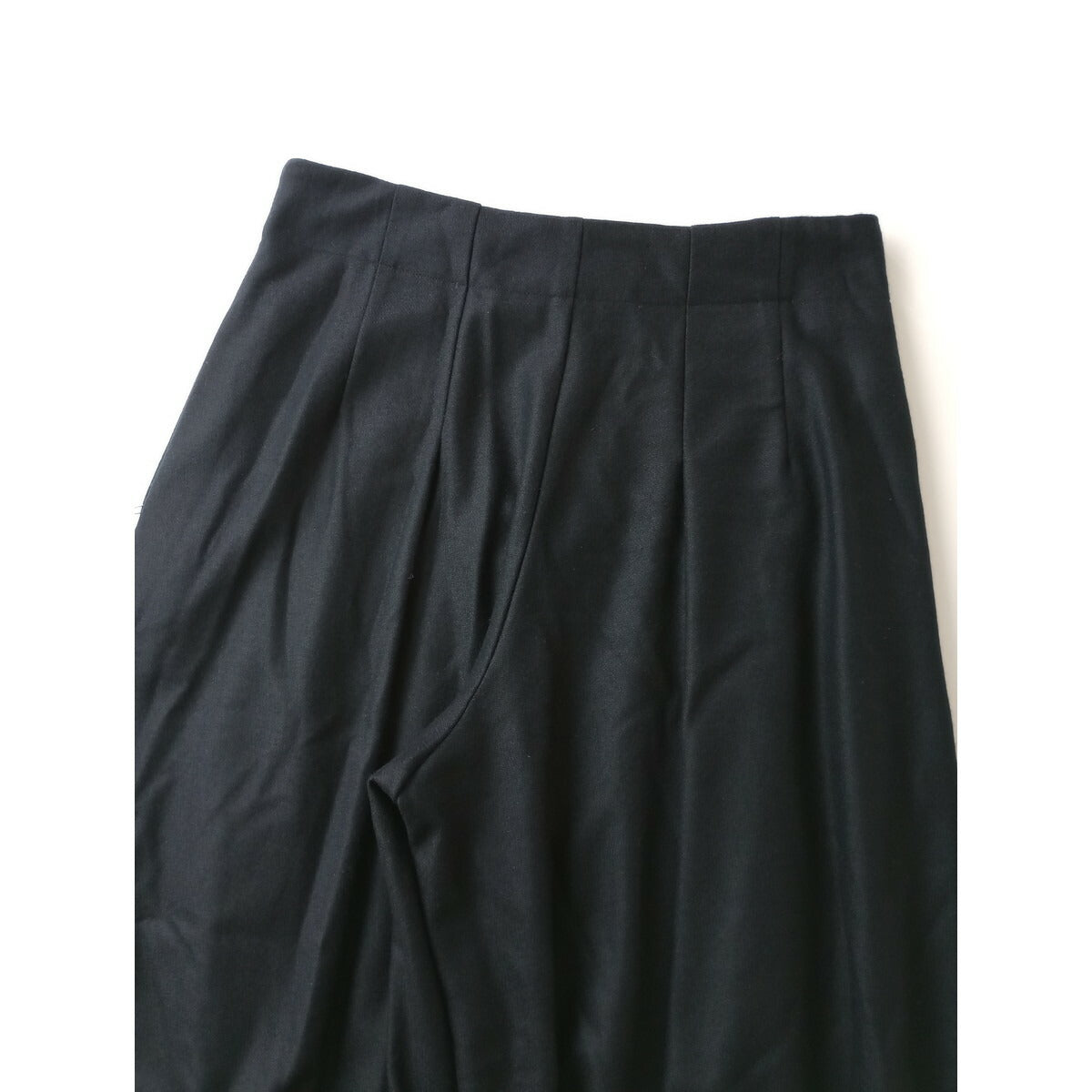 23SS intoca. イントゥーカ ウール 100% フレア ワイド パンツ ダークネイビー 2【中古】