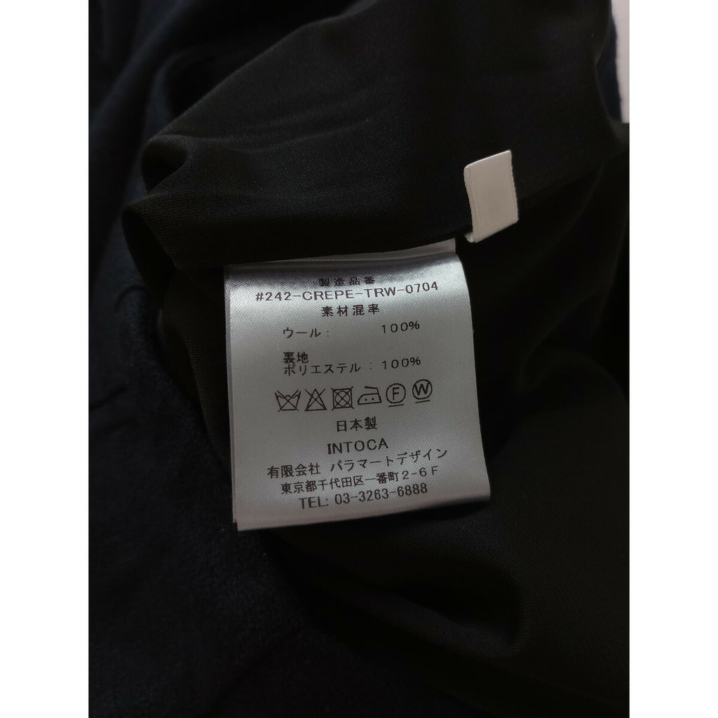 23SS intoca. イントゥーカ ウール 100% フレア ワイド パンツ ダークネイビー 2【中古】