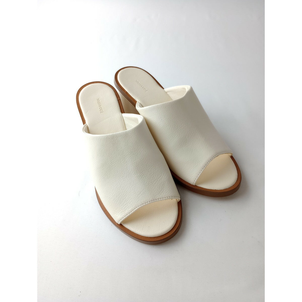 TODAYFUL トゥデイフル Round Slide Sandals 太ヒール サンダル アイボリー 37 靴 【中古】