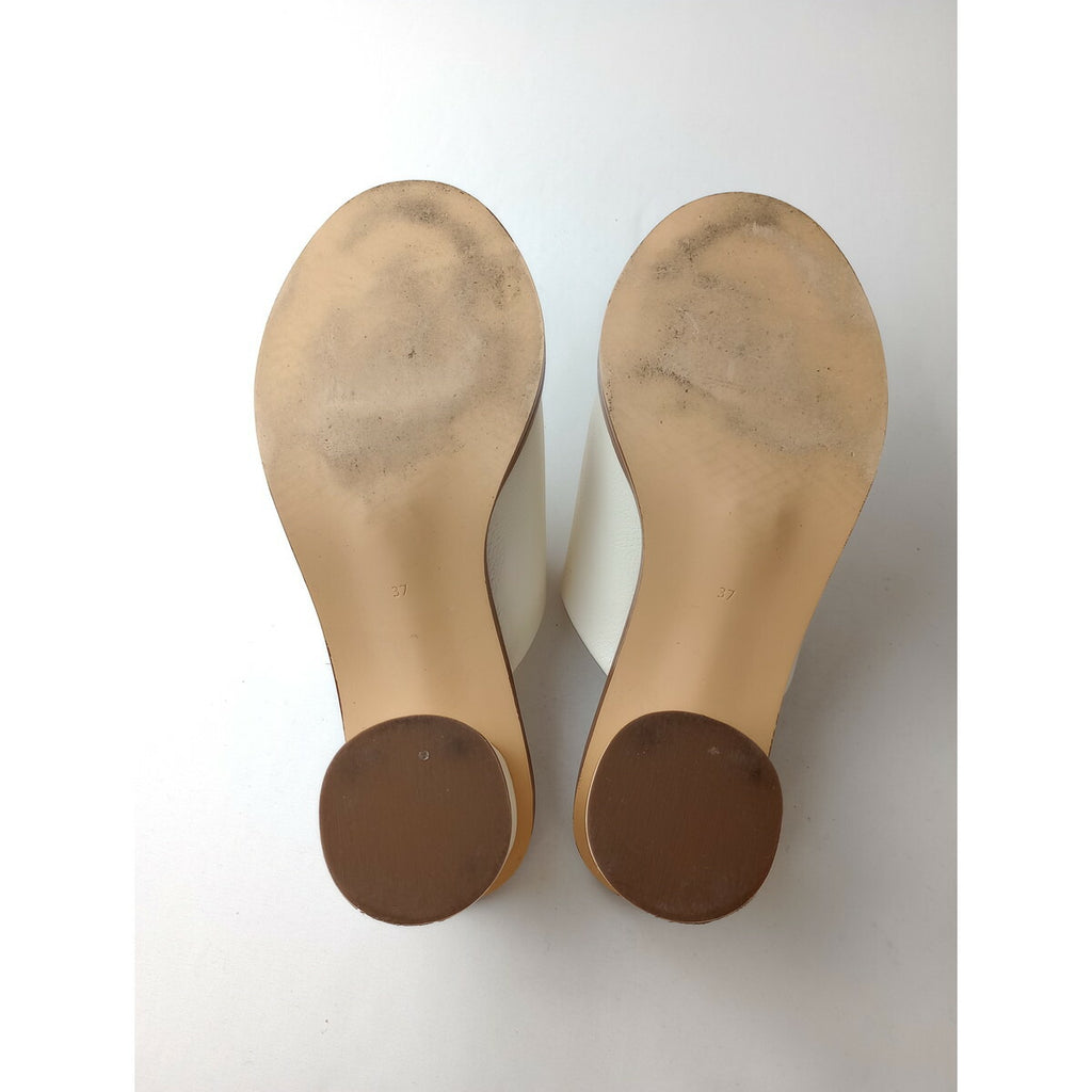 TODAYFUL トゥデイフル Round Slide Sandals 太ヒール サンダル アイボリー 37 靴 【中古】