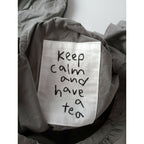 keep calm and have a tea pot and tea ポットアンドティー 手書き風 コットン 綿 100％ 花柄 パフスリーブ ブラウス トップス グレージュ【中古】