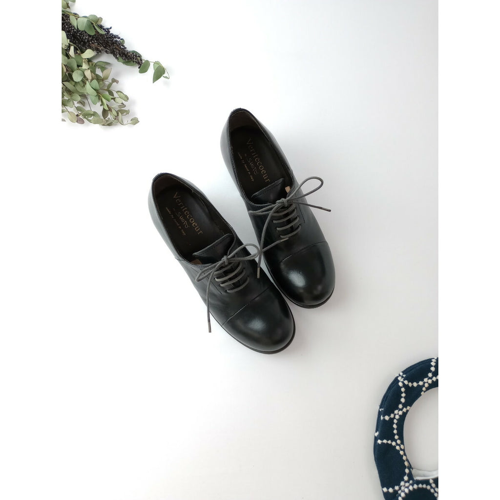 veritecoeur × SHOTO ヴェリテクール HORSE NAPPA NERO+ TAMP CUOIO レザーシューズ 黒 ブラック 37【中古】