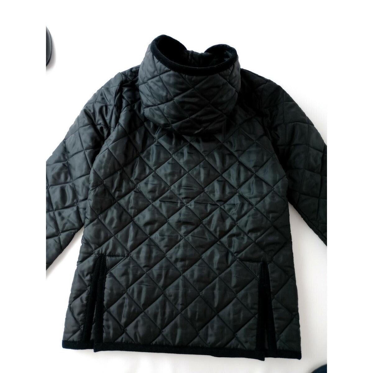 LAVENHAM ラベンハム キルティング 柄 フード ジャケット 黒 ブラック 36 (4M＋2655)【中古】