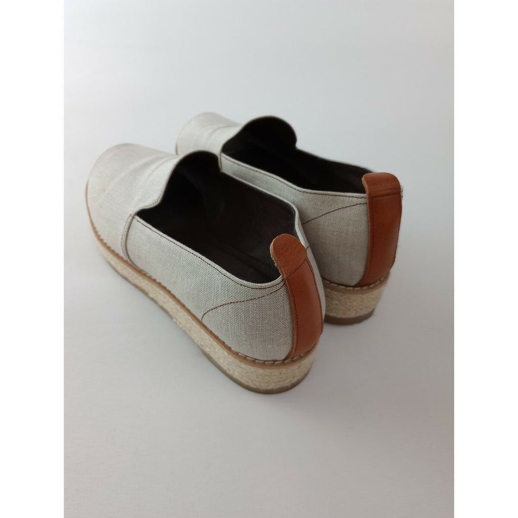 pallas palace パラスパレス オープントゥ エスパドリーユ サンダル シューズ 靴 生成り 2 23.5 靴 【中古】