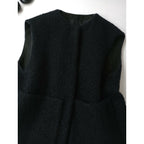 Drawer ドゥロワー PRE1 ウールアルパカナイロン ボア ジレ ベスト 黒 ブラック 36 (22M＋0494)【中古】