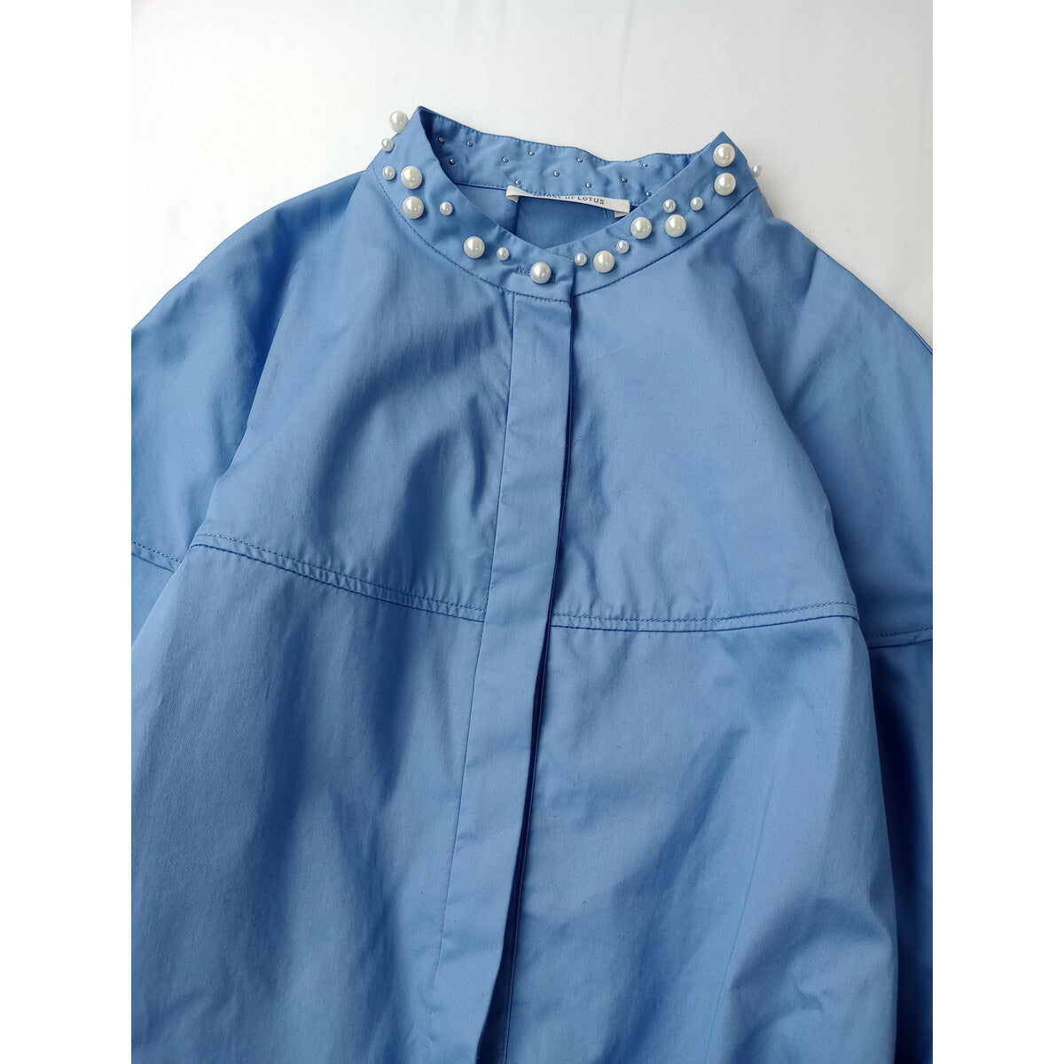 25SS HOUSE OF LOTUS ハウス オブ ロータス コットン サテン ランダム パール 長袖 シャツ ブルー M【中古】