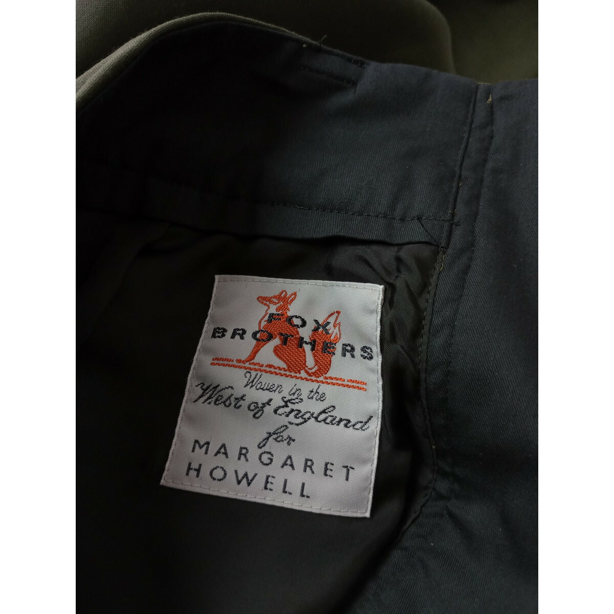 22SS MARGARET HOWELL × FOX BROTHERS マーガレットハウエル SUMMER WOOL サマーウール スカート カーキ 1【中古】