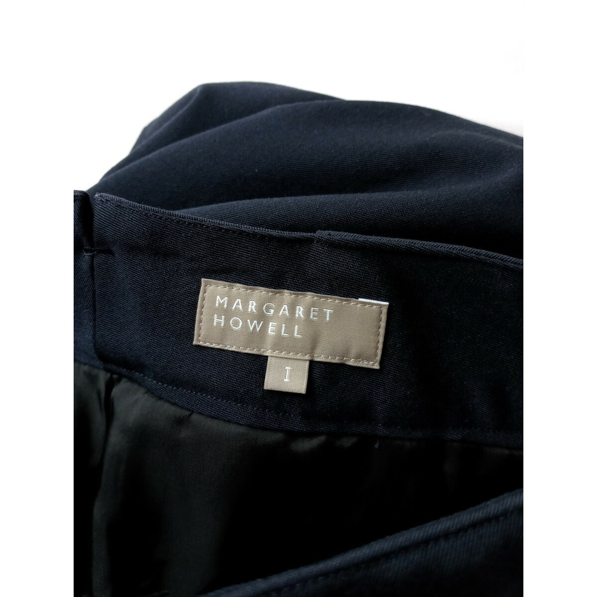 22AW MARGARET HOWELL マーガレットハウエル FINE WOOL TWILL ファインウールツイル スカート ネイビー 1【中古】