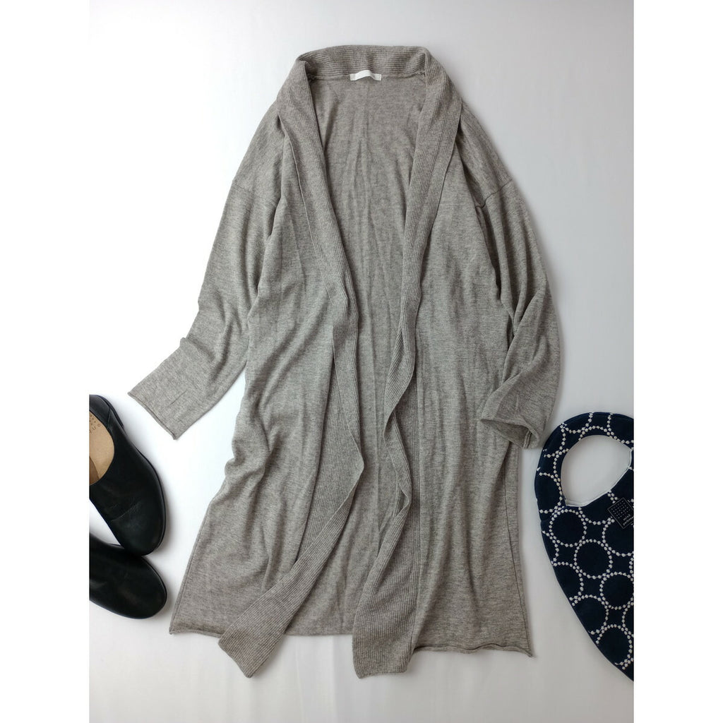 evam eva vie エヴァムエヴァ ヴィー ヤク コットン ロング カーディガン 羽織 グレー【中古】
