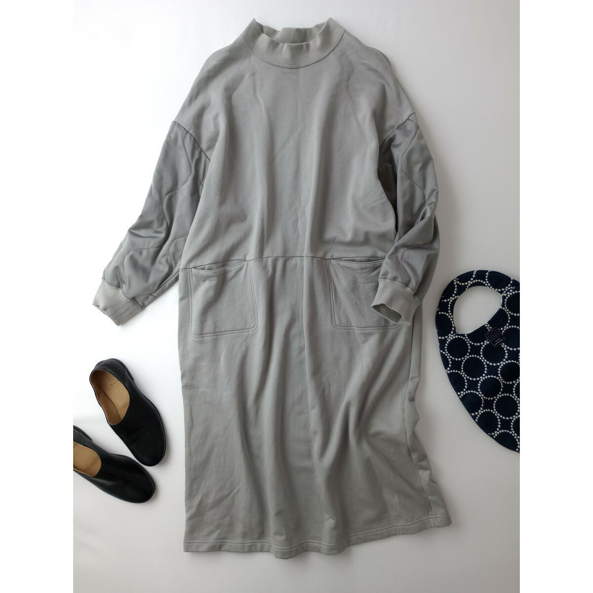 ZUCCa ズッカ ライナー ドッキング 長袖 ロング スウェット ワンピース グレー M【中古】