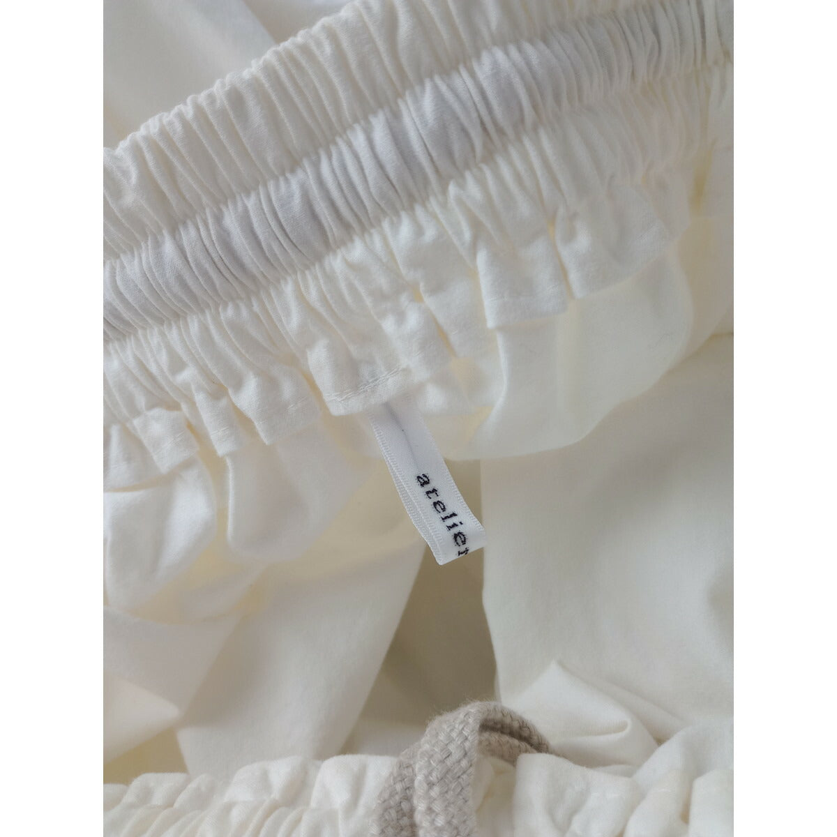 atelier naruse アトリエナルセ cotton patch pocket skirt コットン 綿 100％ パッチ ポケット ギャザー ロング スカート 白【中古】