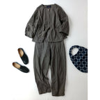 GRANDMA MAMA DAUGHTER toro グランマママドータートロ 2Pセットアップエンブロイダリーノーカラーシャツ サイドジップパンツ 1グレー【中古】