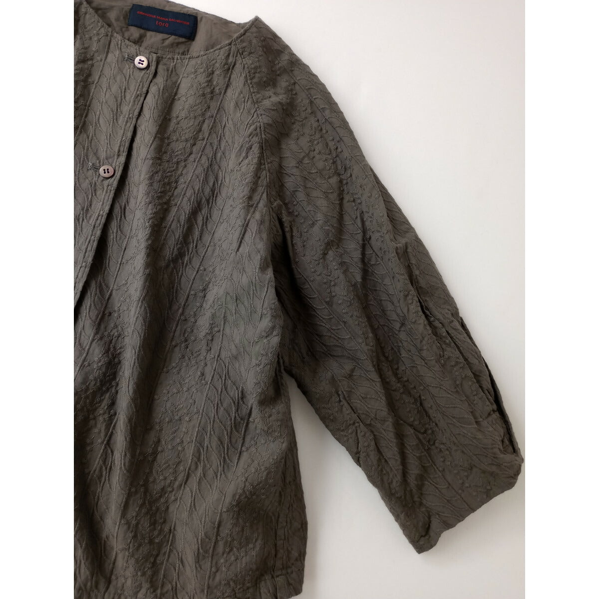 23SS GRANDMA MAMA DAUGHTER toro グランマママドータートロ 2Pセットアップエンブロイダリーノーカラーシャツ サイドジップパンツ 1グレー【中古】