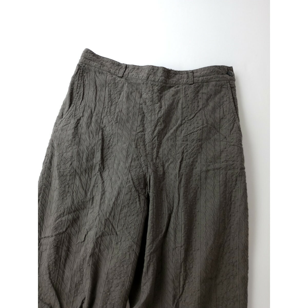 23SS GRANDMA MAMA DAUGHTER toro グランマママドータートロ 2Pセットアップエンブロイダリーノーカラーシャツ サイドジップパンツ 1グレー【中古】