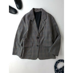MARGARET HOWELL マーガレットハウエル OVERCHECK WOOL テーラード ジャケット ウール 毛 100％ 1 グレー【中古】