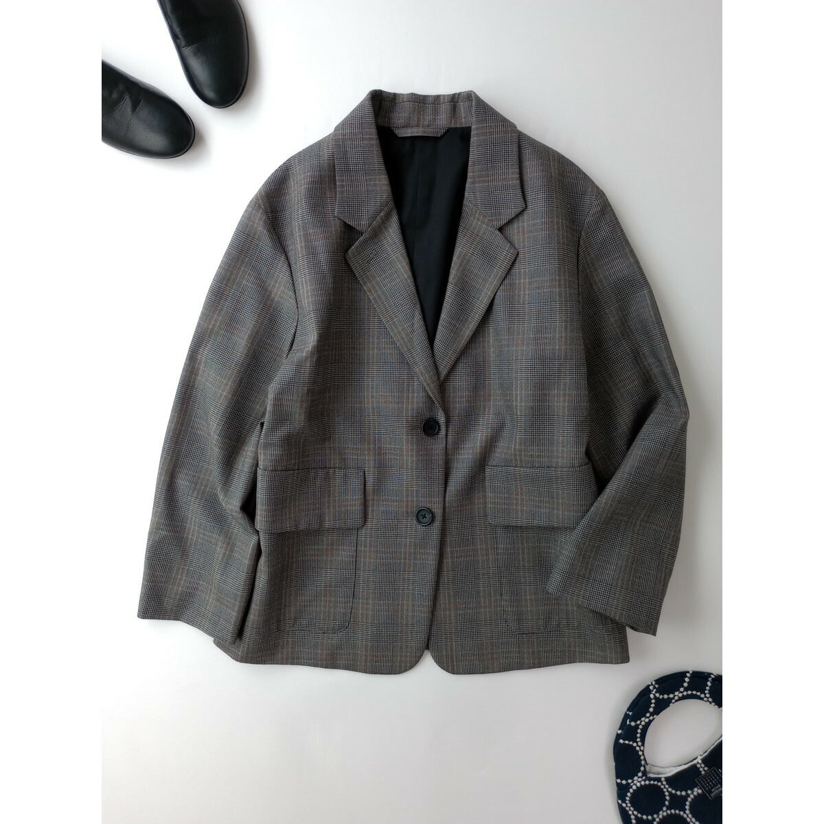 MARGARET HOWELL マーガレットハウエル OVERCHECK WOOL テーラード ジャケット ウール 毛 100％ 1 グレー【中古】