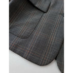 MARGARET HOWELL マーガレットハウエル OVERCHECK WOOL テーラード ジャケット ウール 毛 100％ 1 グレー【中古】