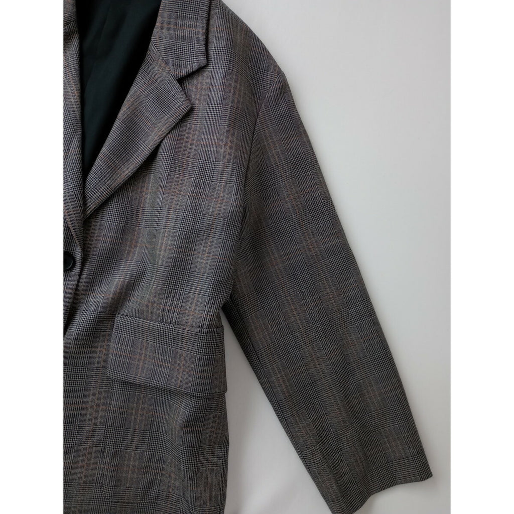 MARGARET HOWELL マーガレットハウエル OVERCHECK WOOL テーラード ジャケット ウール 毛 100％ 1 グレー【中古】
