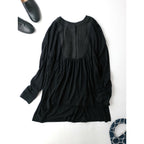 ateliernaruse アトリエナルセ wool&linen bosom shirt c&s ウール＆リネン ブザム 長袖 シャツ カットソー 黒 ブラック中古】