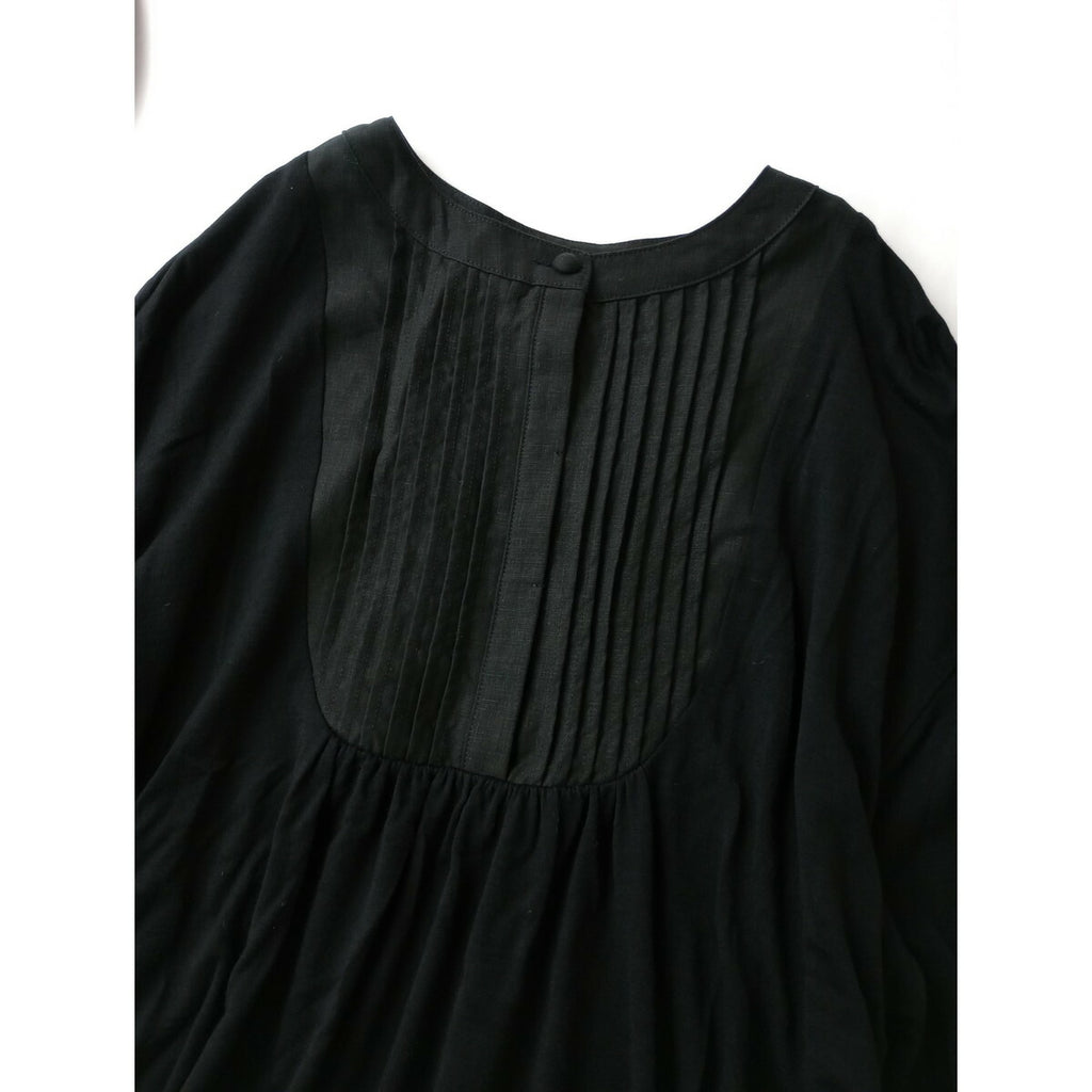 ateliernaruse アトリエナルセ wool&linen bosom shirt c&s ウール＆リネン ブザム 長袖 シャツ カットソー 黒 ブラック中古】