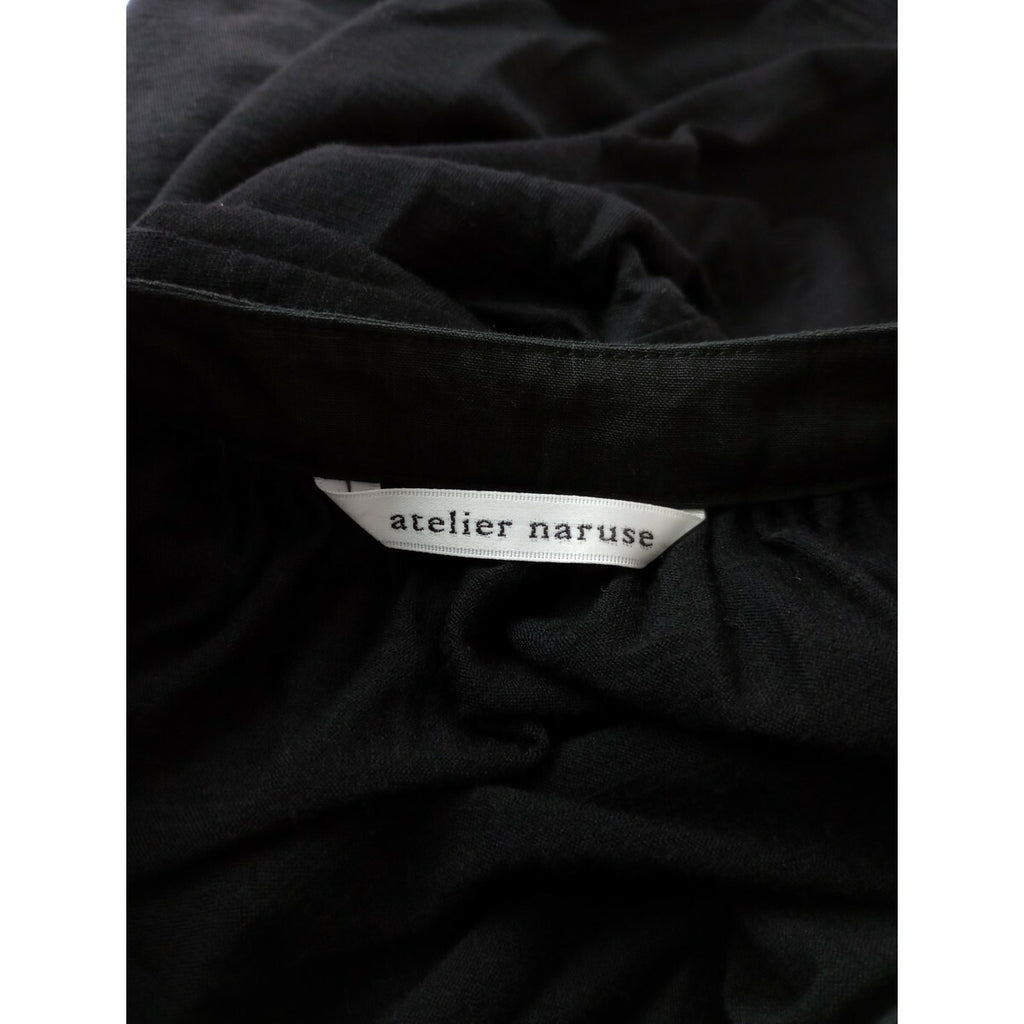 ateliernaruse アトリエナルセ wool&linen bosom shirt c&s ウール＆リネン ブザム 長袖 シャツ カットソー 黒 ブラック中古】
