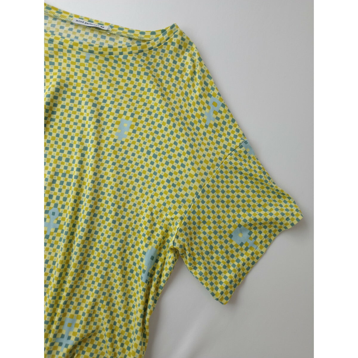 23SS mina perhonen ミナペルホネン cross flower クロスフラワー カットソー Tシャツ トップス イエロー 黄色 38【中古】