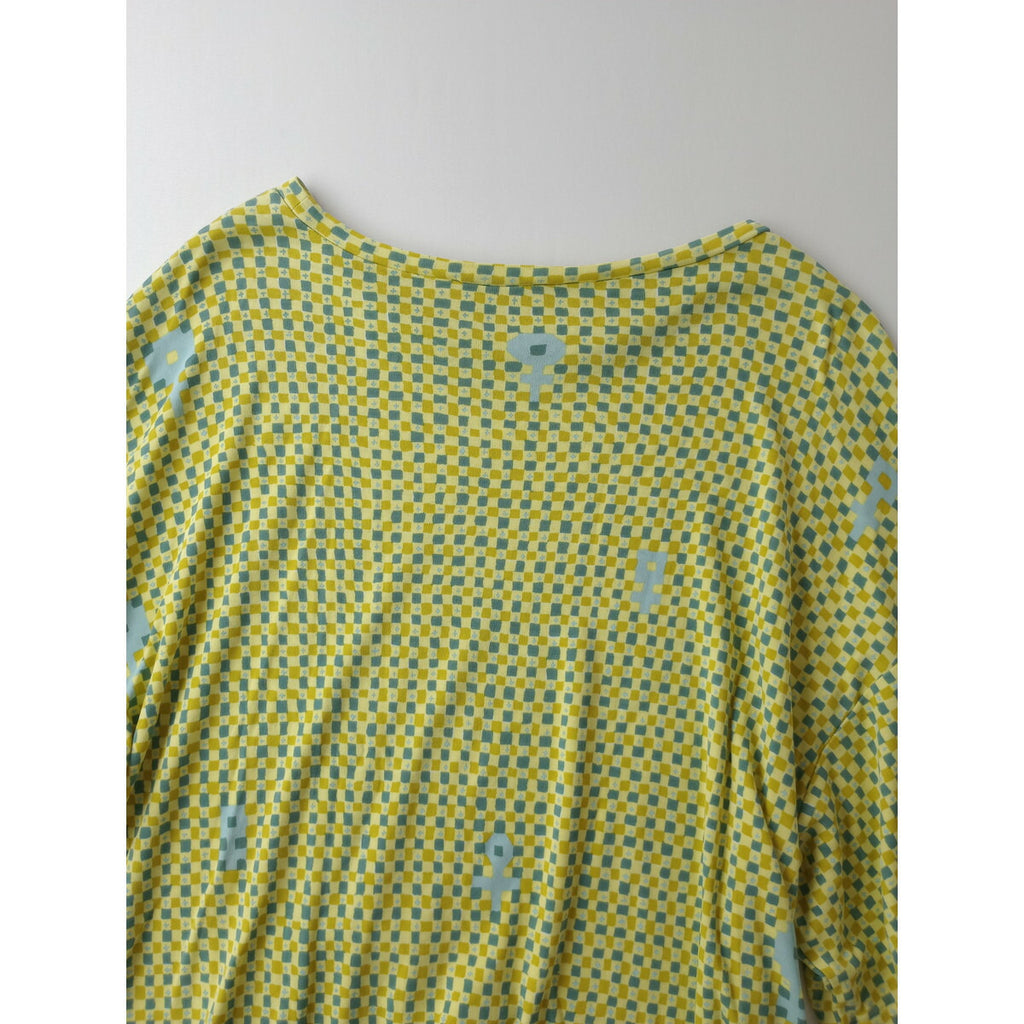 23SS mina perhonen ミナペルホネン cross flower クロスフラワー カットソー Tシャツ トップス イエロー 黄色 38【中古】