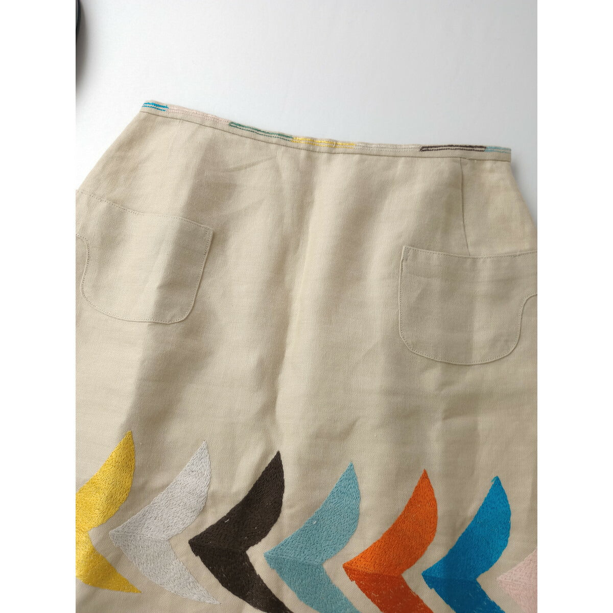 mina perhonen ミナペルホネン bird リネン スカート バード ライトベージュ【中古】