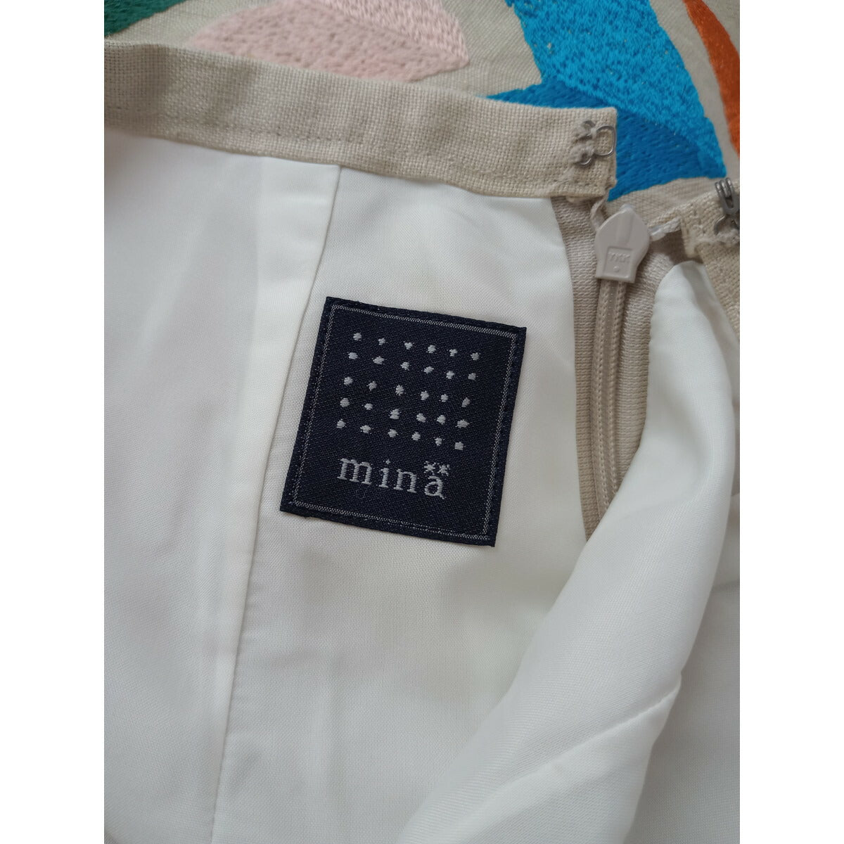 mina perhonen ミナペルホネン bird リネン スカート バード ライトベージュ【中古】